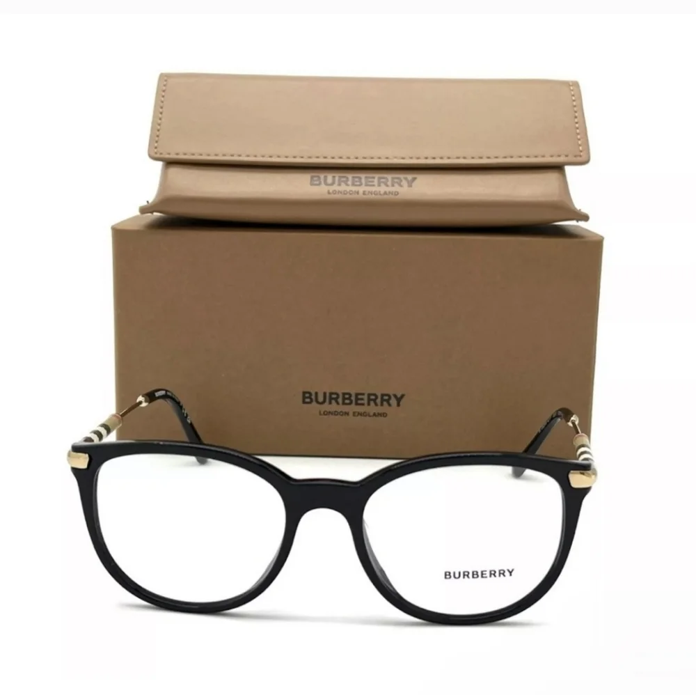 Burberry Black Gold Plaid Womens Eyewear Glasses